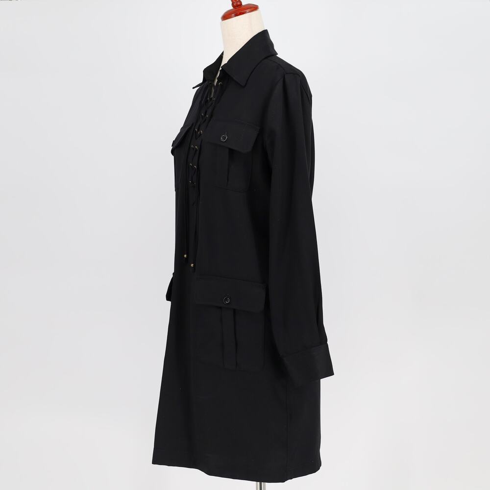 Lauren Ralph Lauren Women Black Lyocell Twill Lace-Up Placket Dress Size 4 - Picture 6 of 10